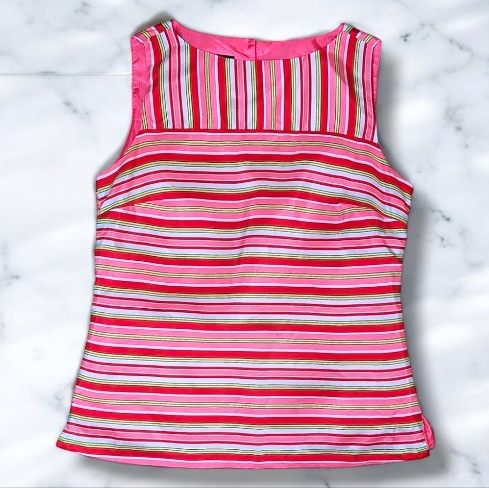Talbots PIink Striped Silk Sleeveless Top - Size 6P